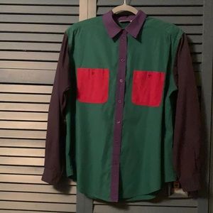 1980s vintage color-block button down